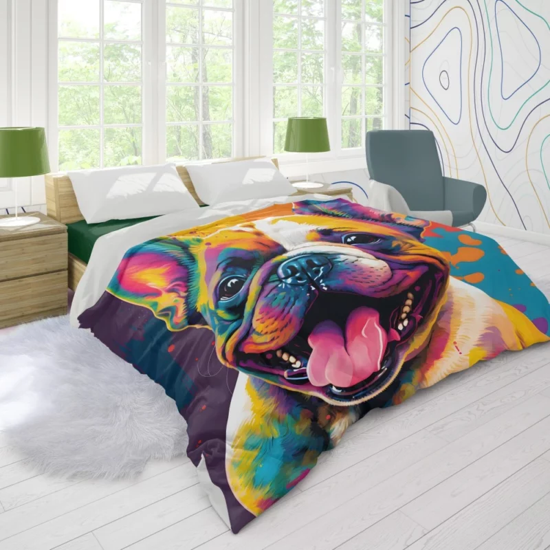 Vibrant Dog Painting with Pink Tongue Duvet Cover