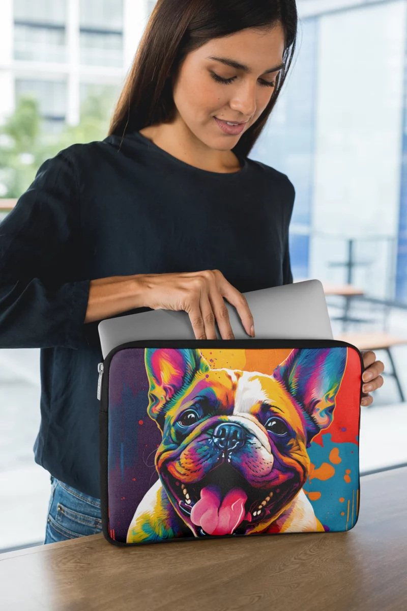 Vibrant Dog Painting with Pink Tongue Laptop Sleeve 1