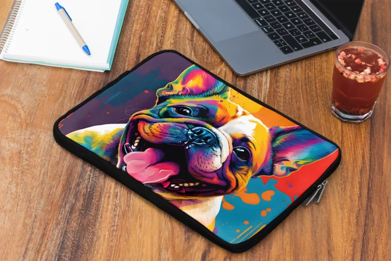 Vibrant Dog Painting with Pink Tongue Laptop Sleeve 2