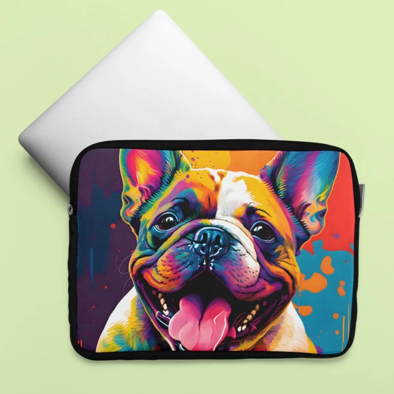 Vibrant Dog Painting with Pink Tongue Laptop Sleeve