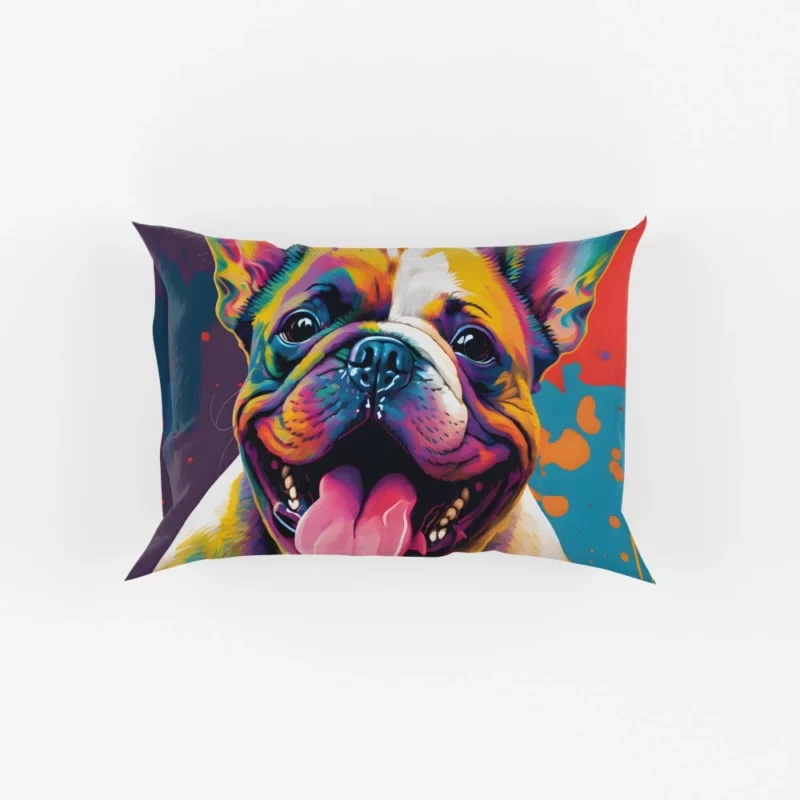 Vibrant Dog Painting with Pink Tongue Pillow Cases