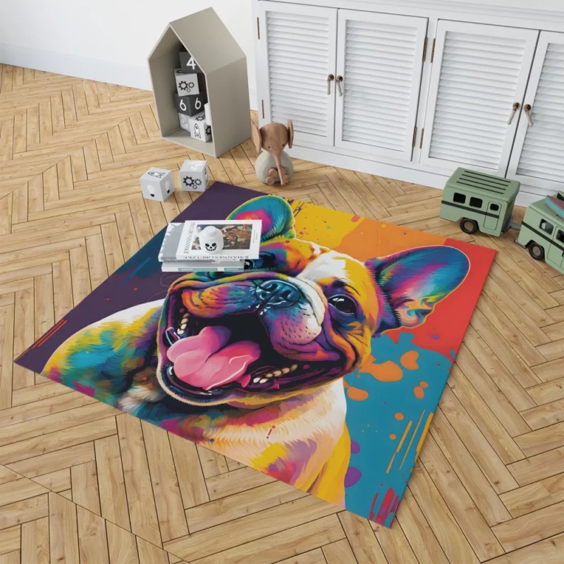 Vibrant Dog Painting with Pink Tongue Rug 1