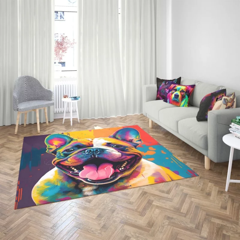 Vibrant Dog Painting with Pink Tongue Rug 2