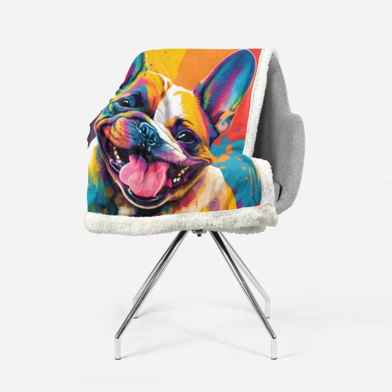 Vibrant Dog Painting with Pink Tongue Sherpa Fleece Blanket 1