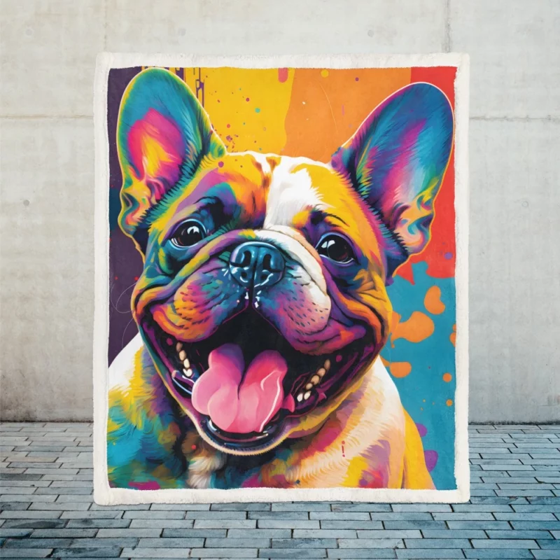 Vibrant Dog Painting with Pink Tongue Sherpa Fleece Blanket