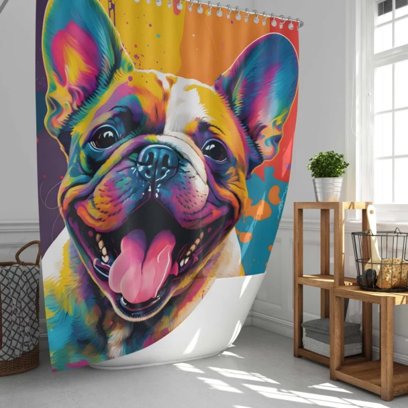 Vibrant Dog Painting with Pink Tongue Shower Curtain