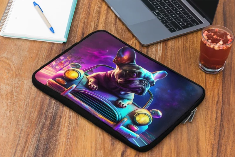 Vintage Car French Bulldog Laptop Sleeve 2