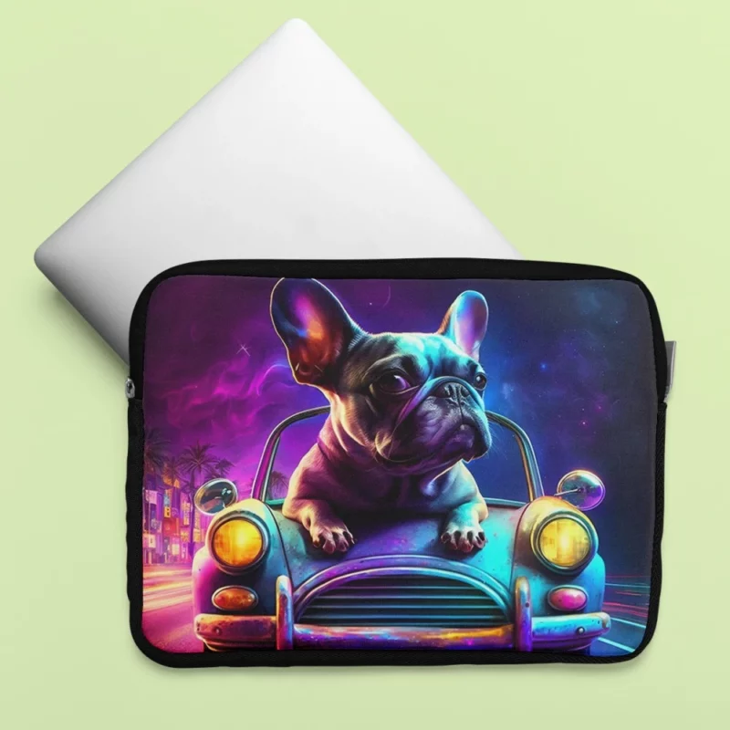 Vintage Car French Bulldog Laptop Sleeve