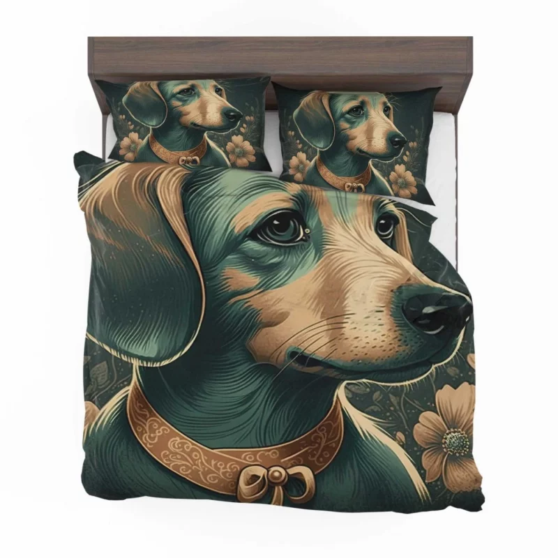 Vintage Dog Illustration Print Bedding Set 2