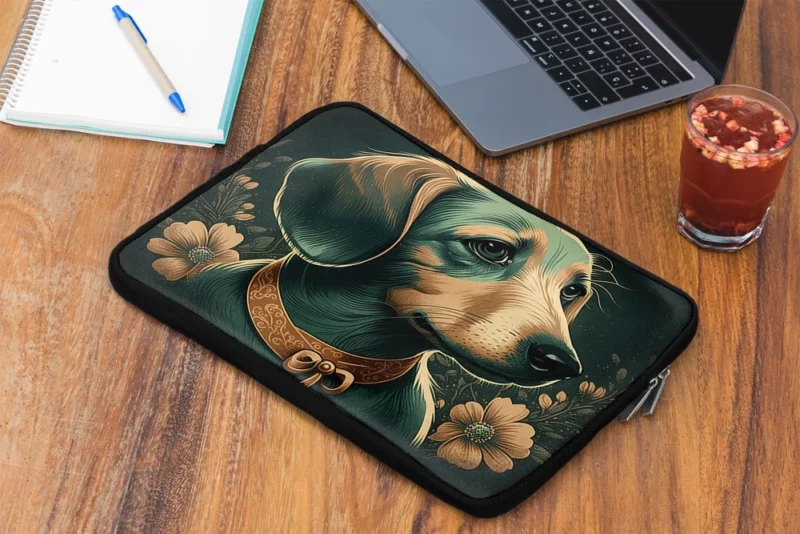 Vintage Dog Illustration Print Laptop Sleeve 2