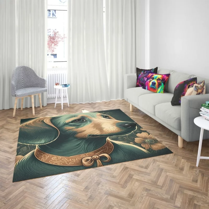 Vintage Dog Illustration Print Rug 2