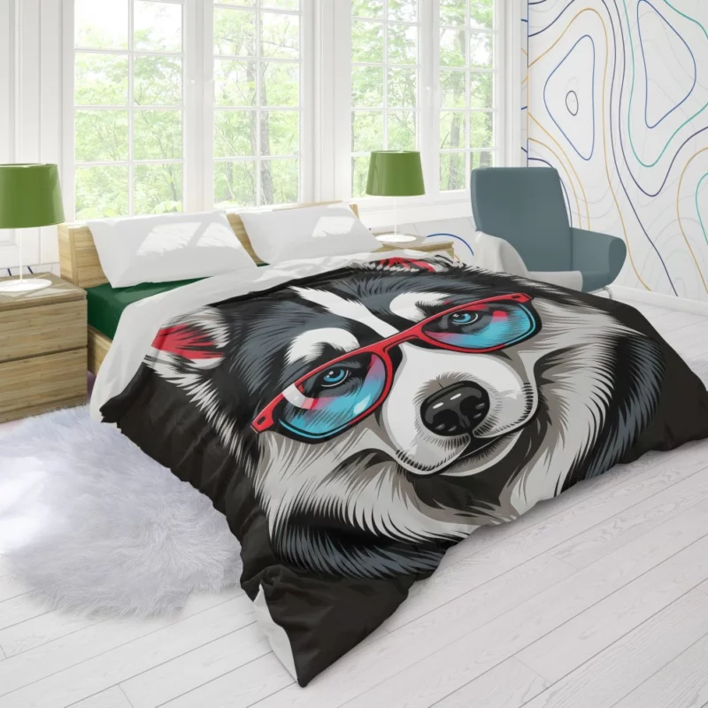 Whimsical Doggie Drawing Portrait Duvet Cover