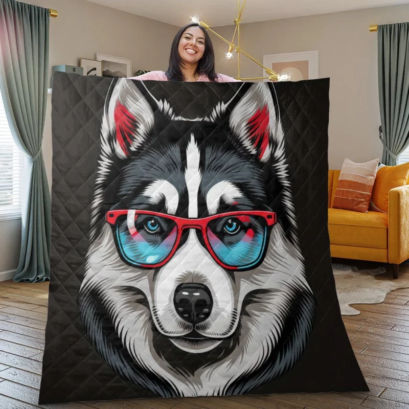 Whimsical Doggie Drawing Portrait Quilt Blanket