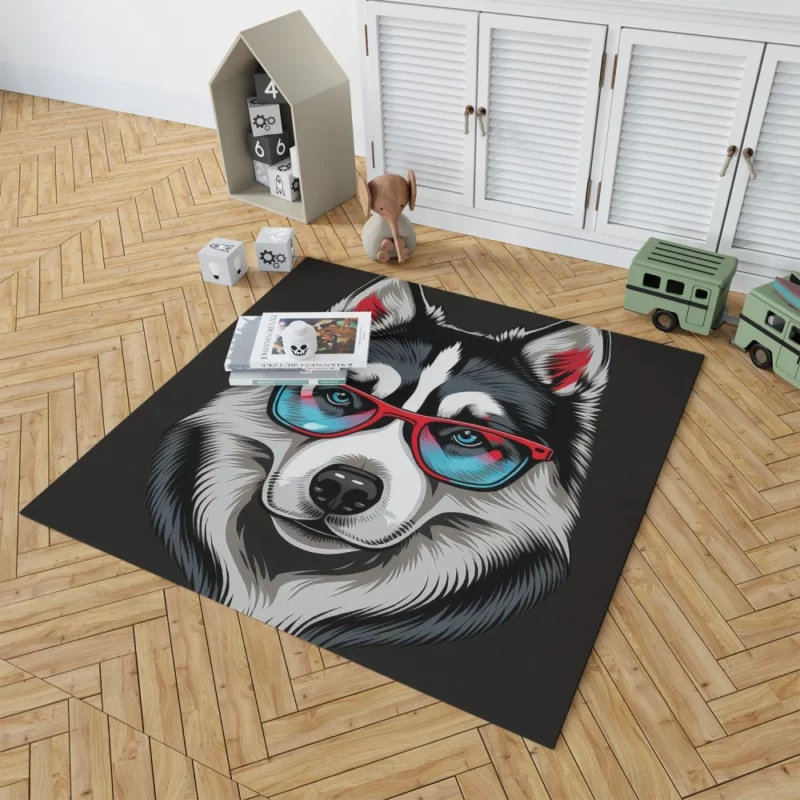 Whimsical Doggie Drawing Portrait Rug 1