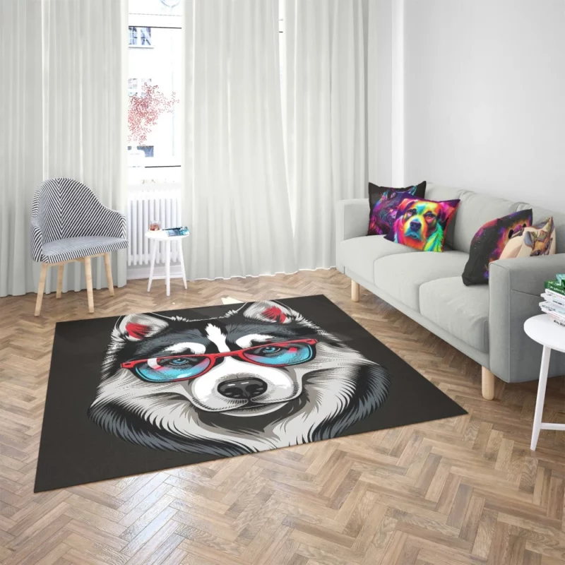 Whimsical Doggie Drawing Portrait Rug 2