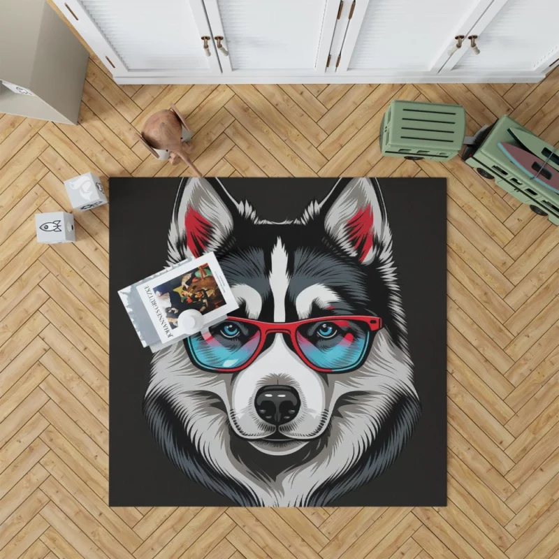 Whimsical Doggie Drawing Portrait Rug