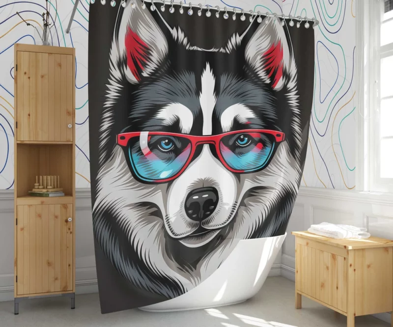 Whimsical Doggie Drawing Portrait Shower Curtain 1