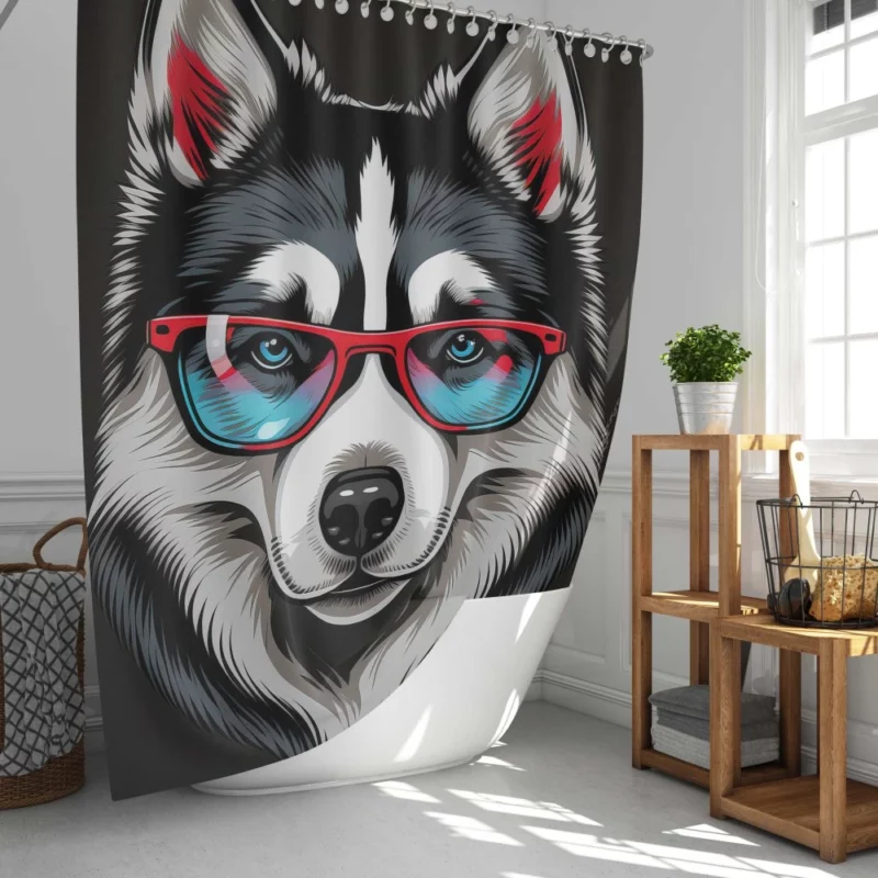 Whimsical Doggie Drawing Portrait Shower Curtain