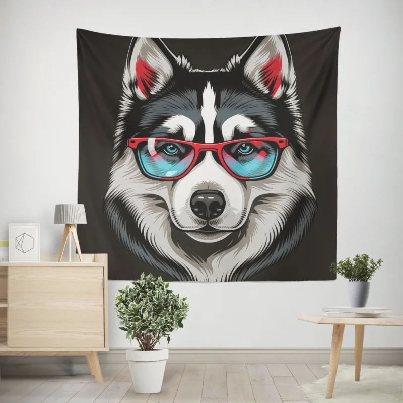 Whimsical Doggie Drawing Portrait Wall Tapestry
