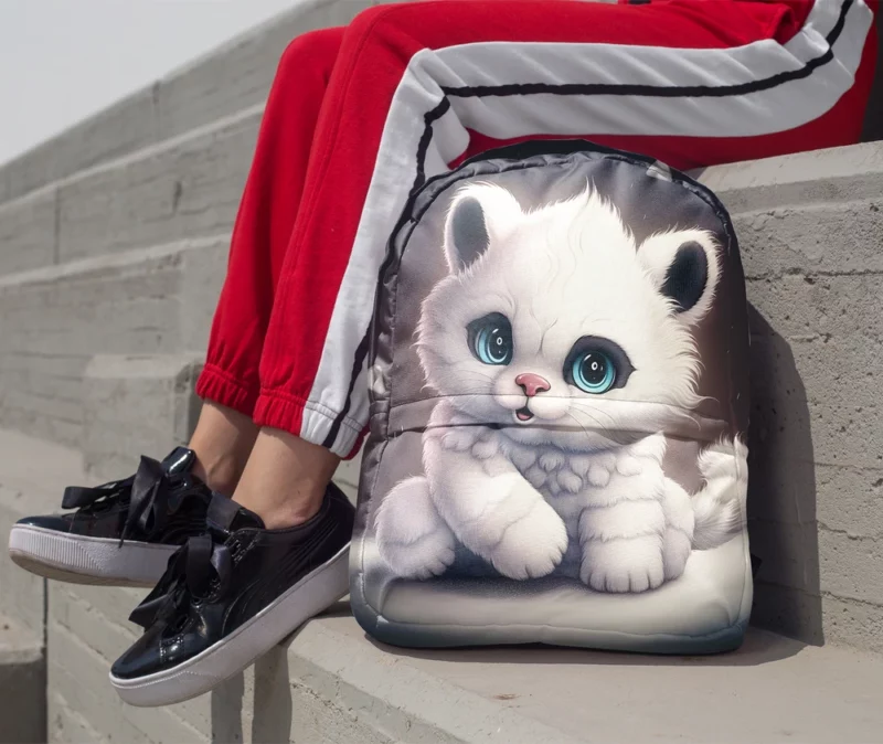 White Cat with Blue Eyes Backpack 1