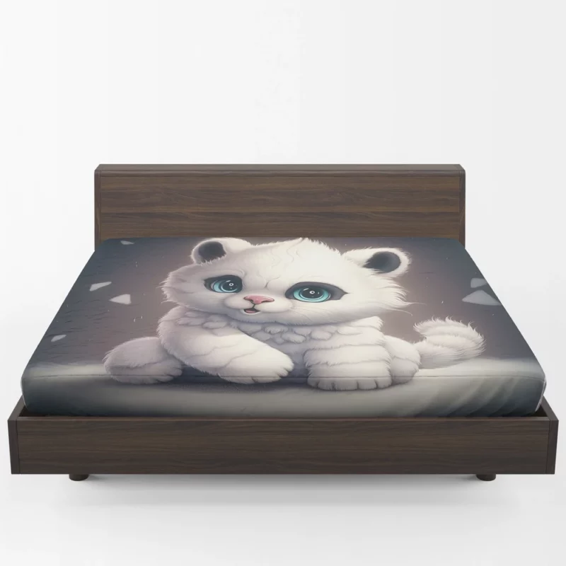 White Cat with Blue Eyes Fitted Sheet 1