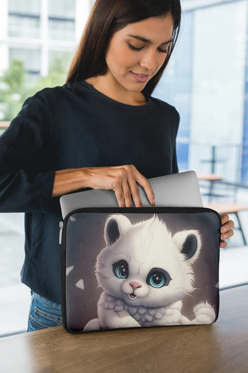 White Cat with Blue Eyes Laptop Sleeve 1