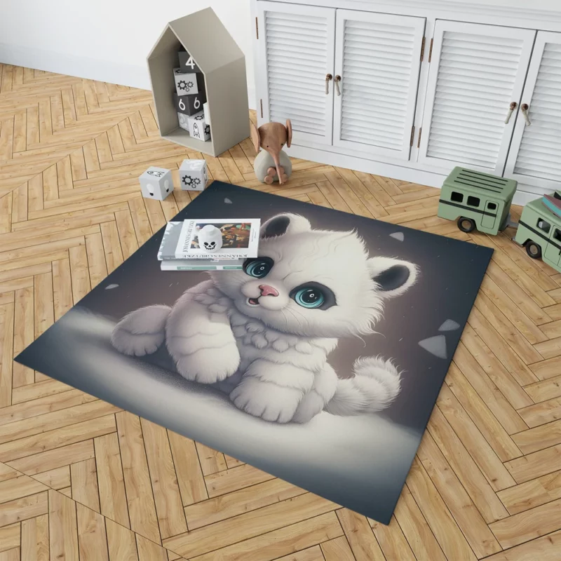 White Cat with Blue Eyes Rug 1