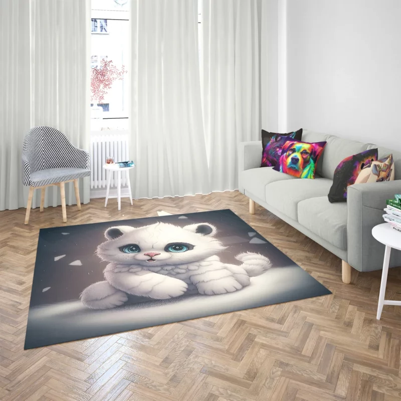 White Cat with Blue Eyes Rug 2