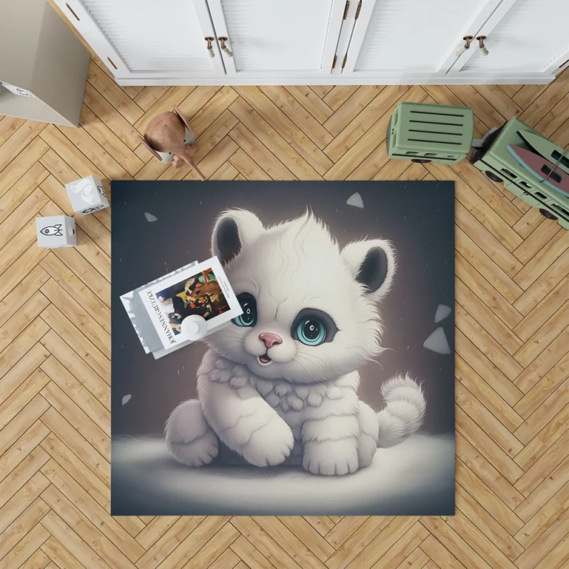 White Cat with Blue Eyes Rug