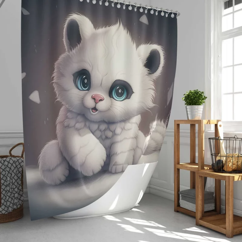 White Cat with Blue Eyes Shower Curtain