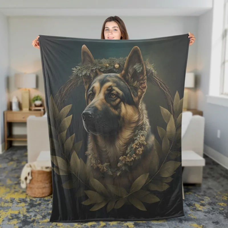 Wreathed Dog Fleece Blanket 2