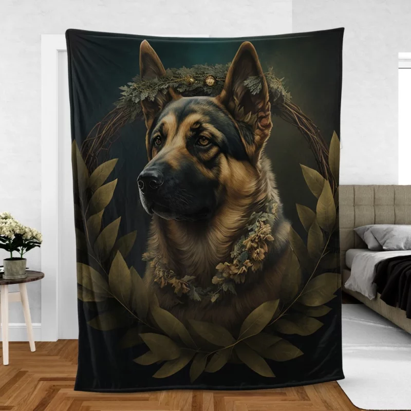 Wreathed Dog Fleece Blanket