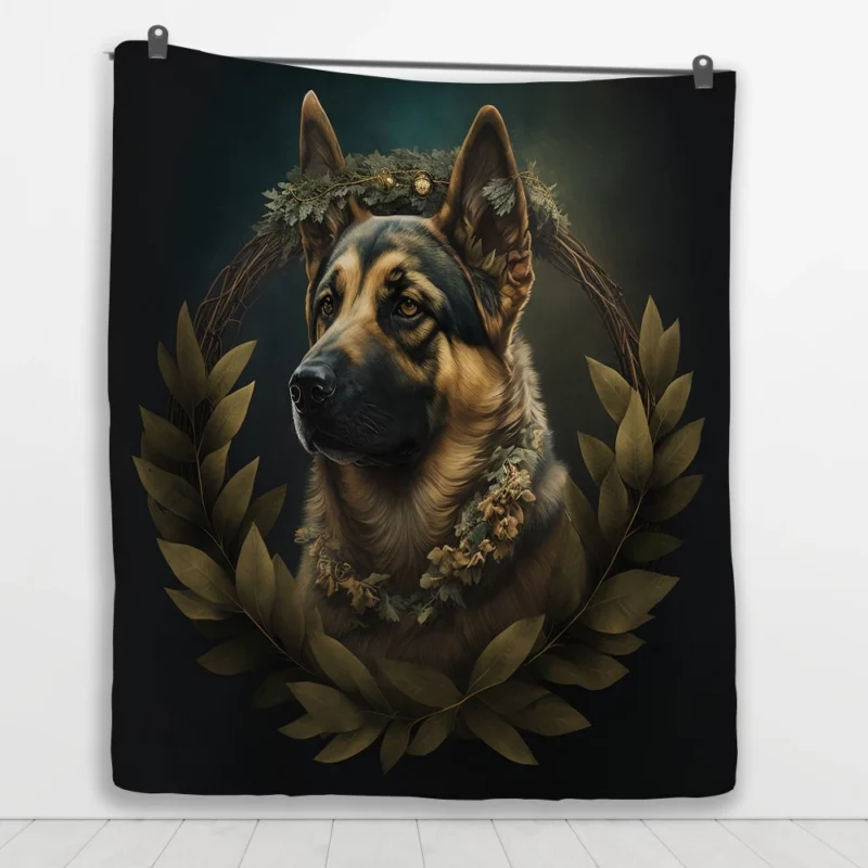 Wreathed Dog Quilt Blanket 1