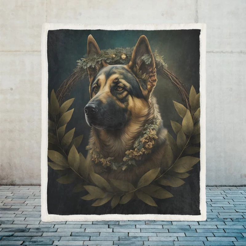 Wreathed Dog Sherpa Fleece Blanket