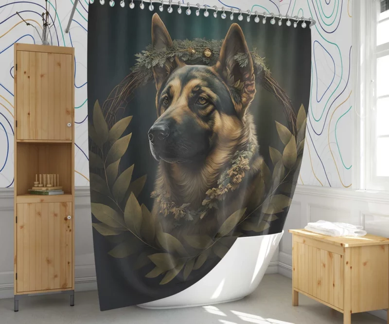 Wreathed Dog Shower Curtain 1