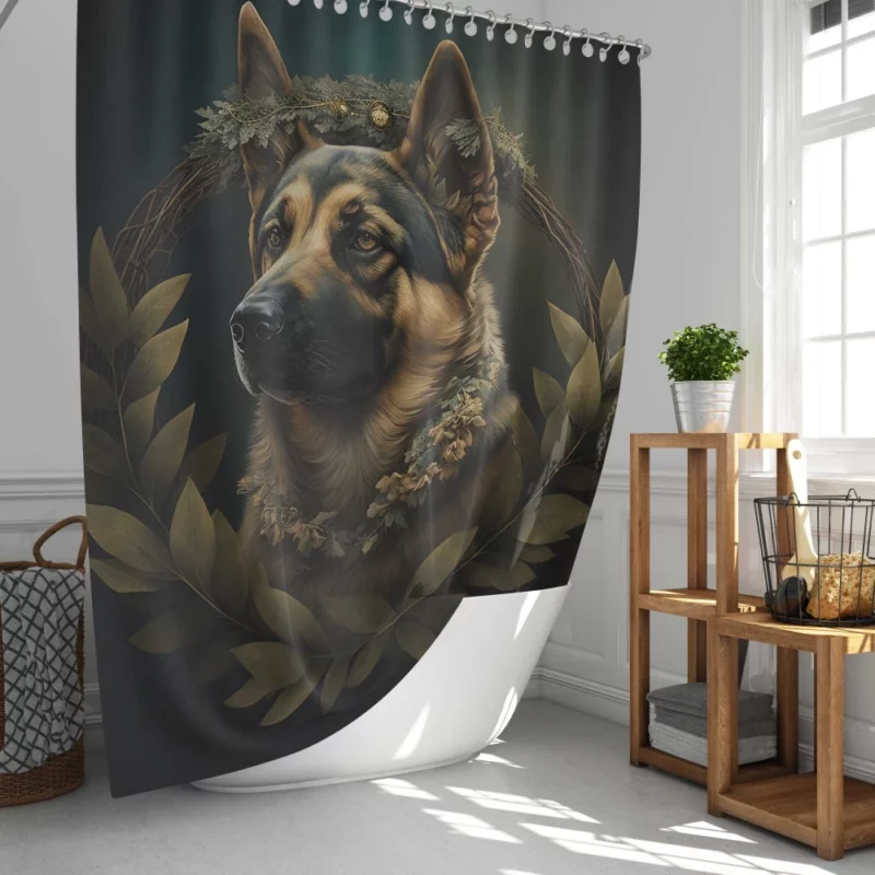 Wreathed Dog Shower Curtain