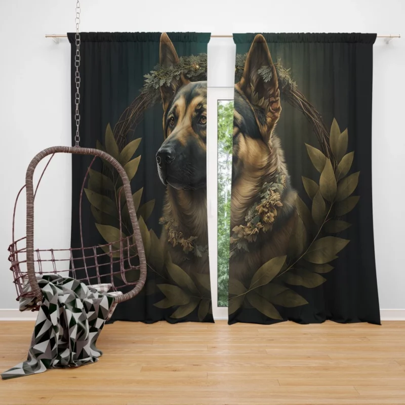 Wreathed Dog Window Curtain