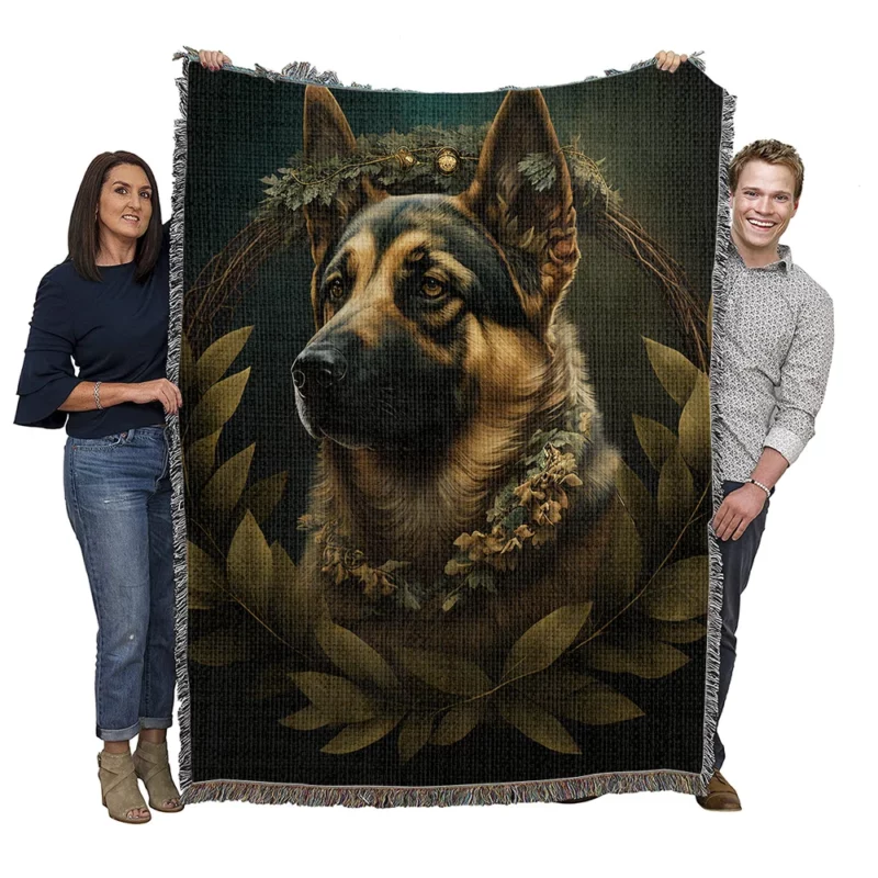 Wreathed Dog Woven Blanket
