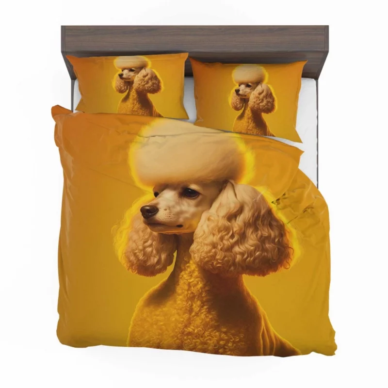 Yellow Background Poodle Portrait Print Bedding Set 2