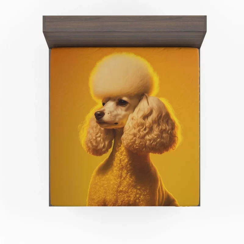 Yellow Background Poodle Portrait Print Fitted Sheet