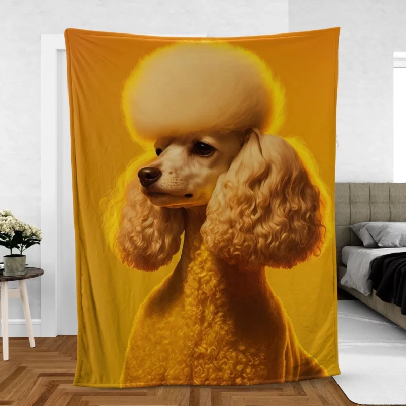 Yellow Background Poodle Portrait Print Fleece Blanket