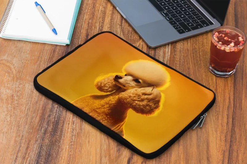 Yellow Background Poodle Portrait Print Laptop Sleeve 2