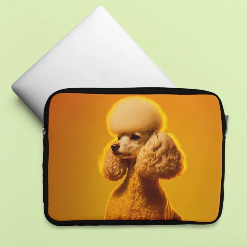 Yellow Background Poodle Portrait Print Laptop Sleeve