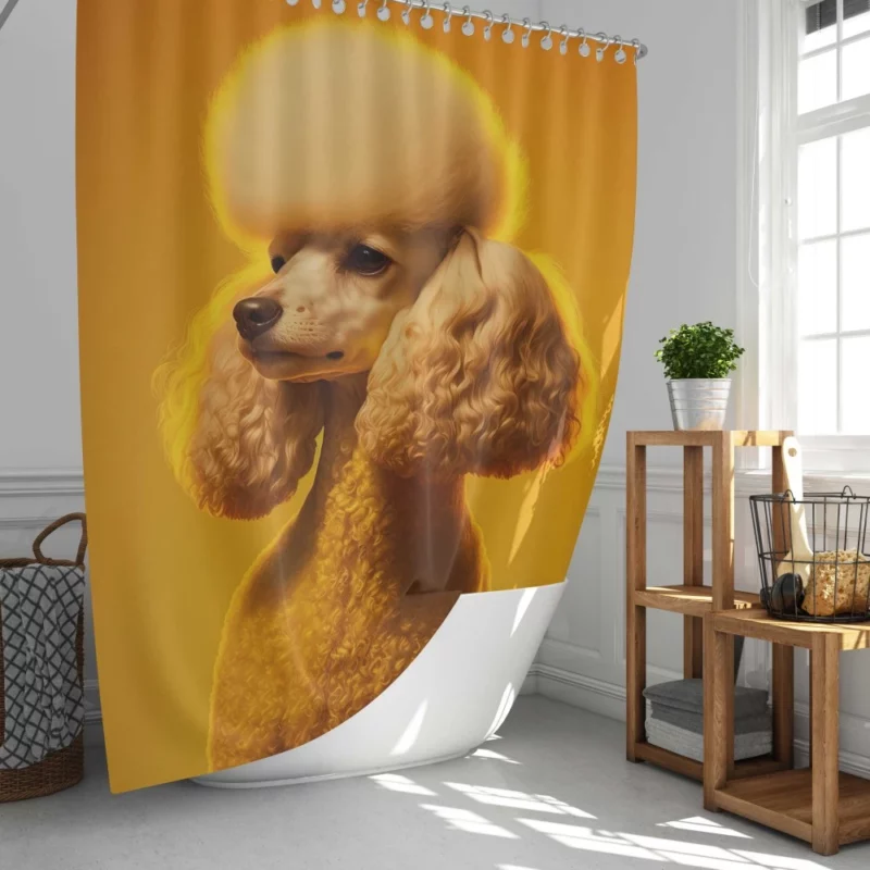 Yellow Background Poodle Portrait Print Shower Curtain