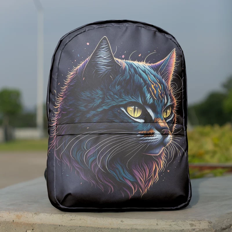 Yellow-Eyed Cat in Fantasy Drawing Backpack