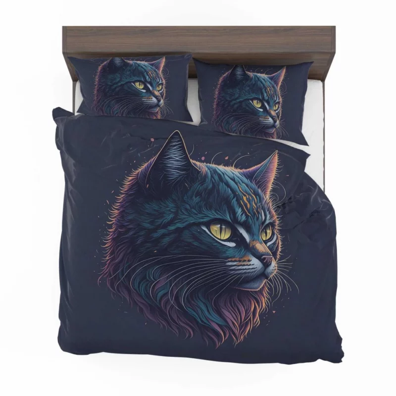 Yellow-Eyed Cat in Fantasy Drawing Bedding Set 2