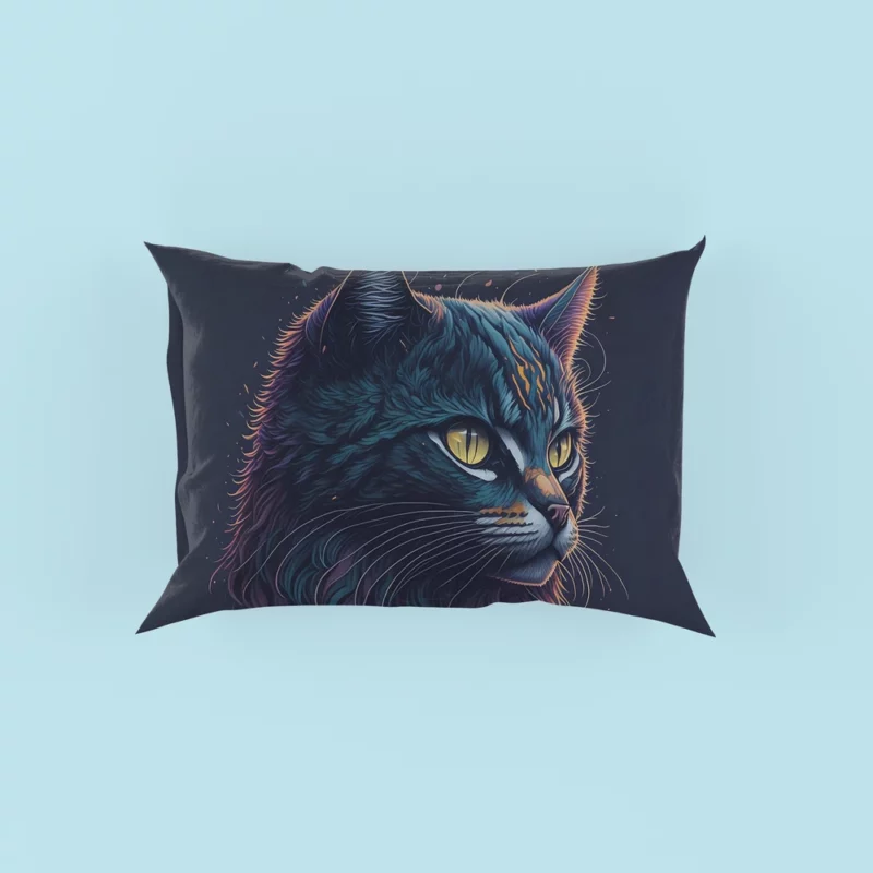 Yellow-Eyed Cat in Fantasy Drawing Pillow Cases