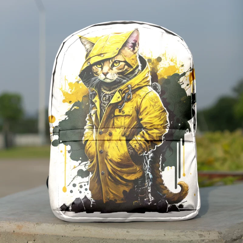 Yellow Hooded Cat in Paint Splash Backpack