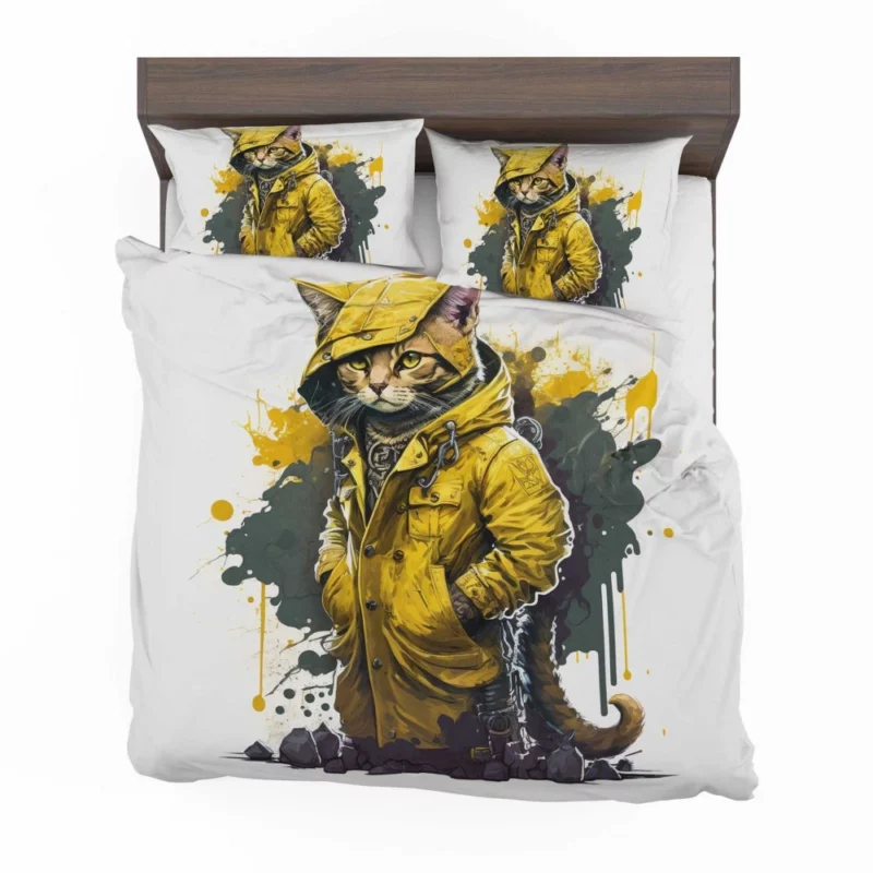 Yellow Hooded Cat in Paint Splash Bedding Set 2