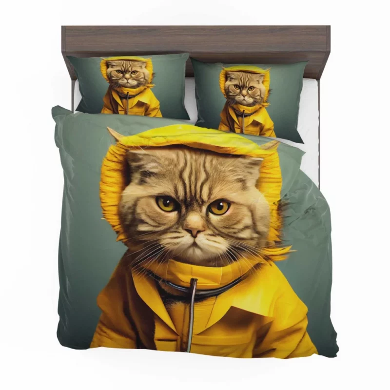 Yellow Raincoat Cat Pet Bedding Set 2